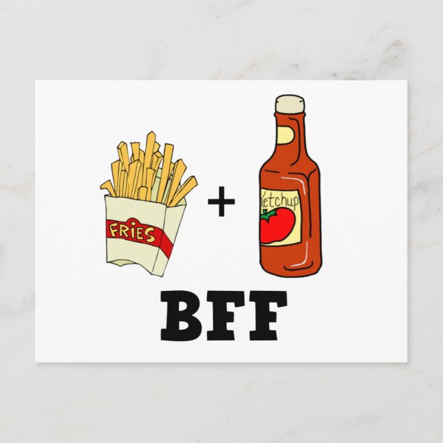 Fransk fries & Ketchup BFF Vykort (Framsida)
