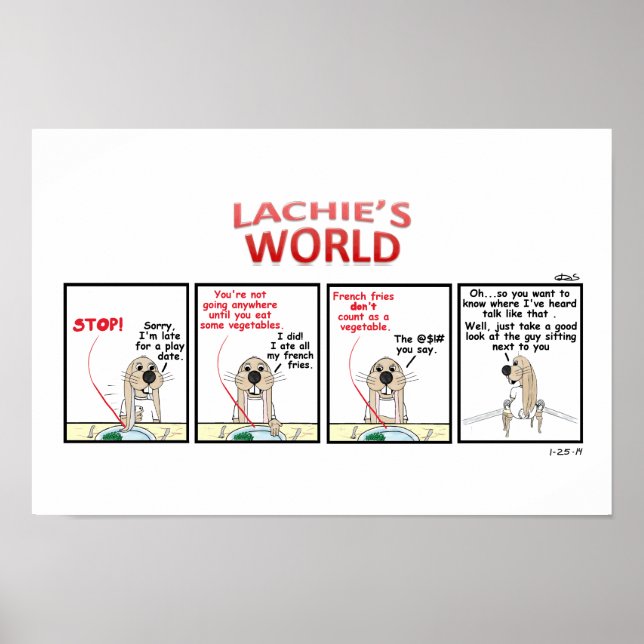 Fransk Fries mot grönsaker Poster (Framsidan)