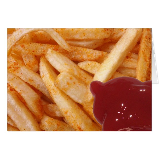 Fransk Fries och Ketchup Hälsningskort (Framsidan Horizontal)