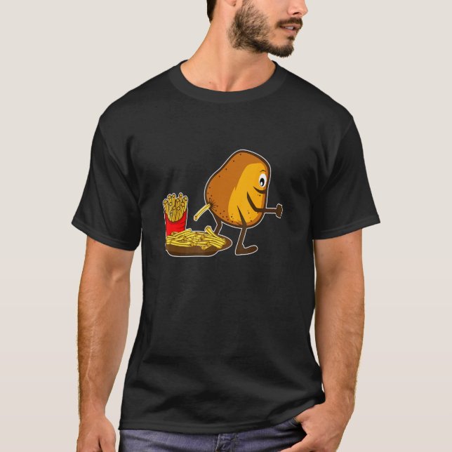 Fransk Fries Potato Pooping Fries Humor T Shirt (Framsida)