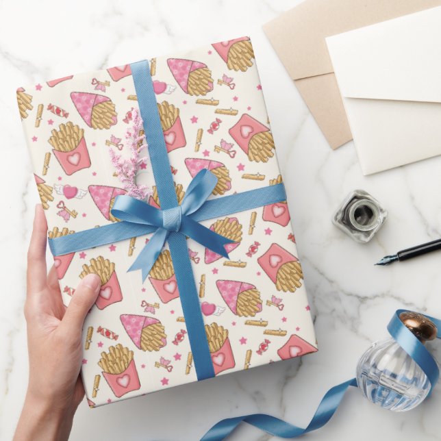 Fransk Fries Retro Valentine Presentpapper (Gifting)