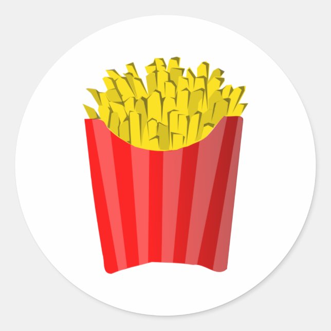 Fransk Fries! Runt Klistermärke (Framsida)