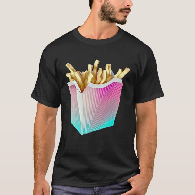 Fransk Fries Vaporwave Retrowave Aesthetic T Shirt (Framsida)
