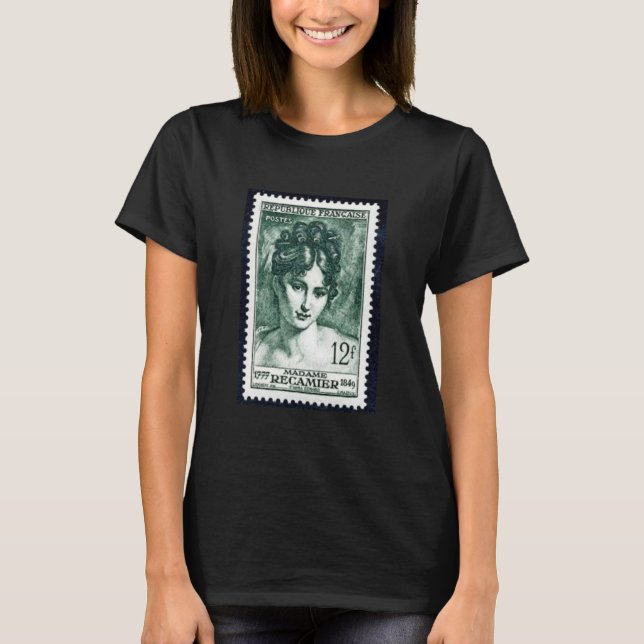 Fransk Frimärke Madame Récamier T Shirt (Framsida)