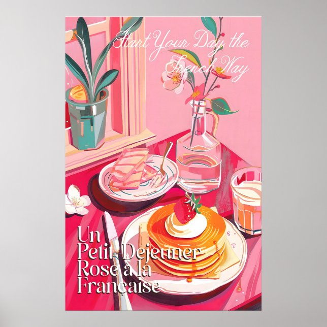 Fransk frukostkonsttryck Rosa café  (Affisch Poster (Framsidan)