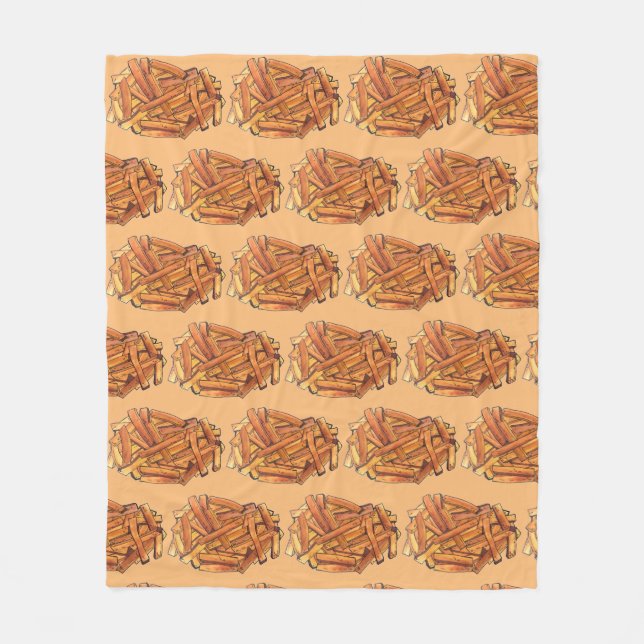 Fransk Fry Steak Fries Fried Potatis Chip Foodie Fleecefilt (Framsidan)