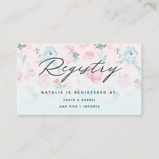 Fransk Garden Blommigt Möhippa Gift-register Tilläggskort (Framsida)