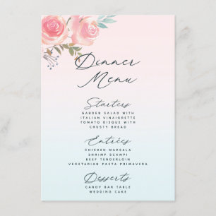 Fransk Garden Blommigt Peony 3 Course Meal Dinner Meny
