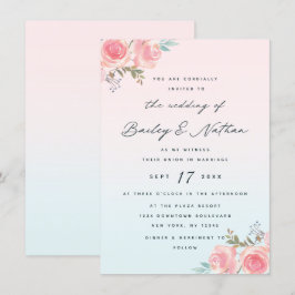 Fransk Garden Blommigt Peony Calligraphy Bröllop Inbjudningar