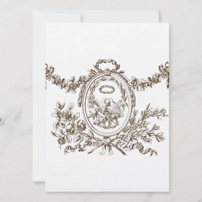 Fransk Garlands Cartouche Bröllopsinbjudan Inbjudningar (Framsida)