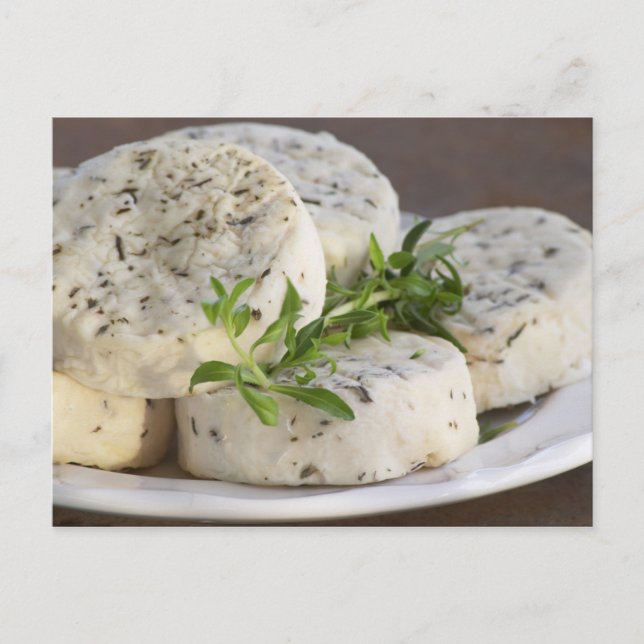 Fransk getost - chevre - med örter på vykort (Framsida)