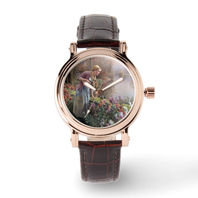 Fransk Girl Fishing in Brittany Armbandsur (Framsida)