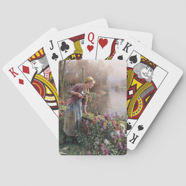 Fransk Girl Fishing in Brittany Casinokort (Baksidan)