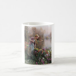 Fransk Girl Fishing in Brittany Kaffemugg