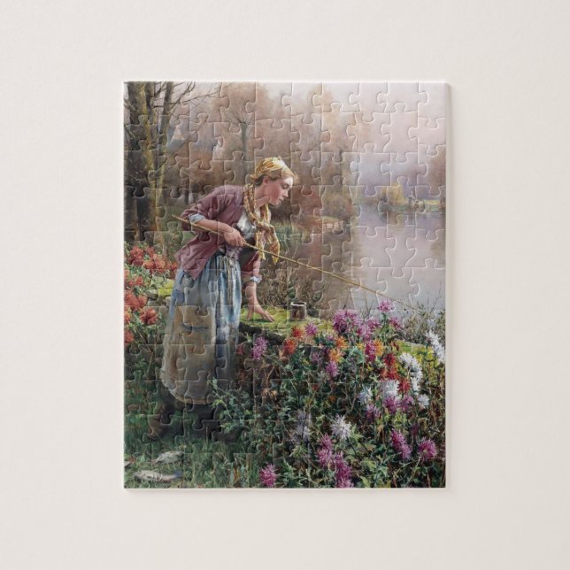 Fransk Girl Fishing in Brittany Pussel (Vertikal)