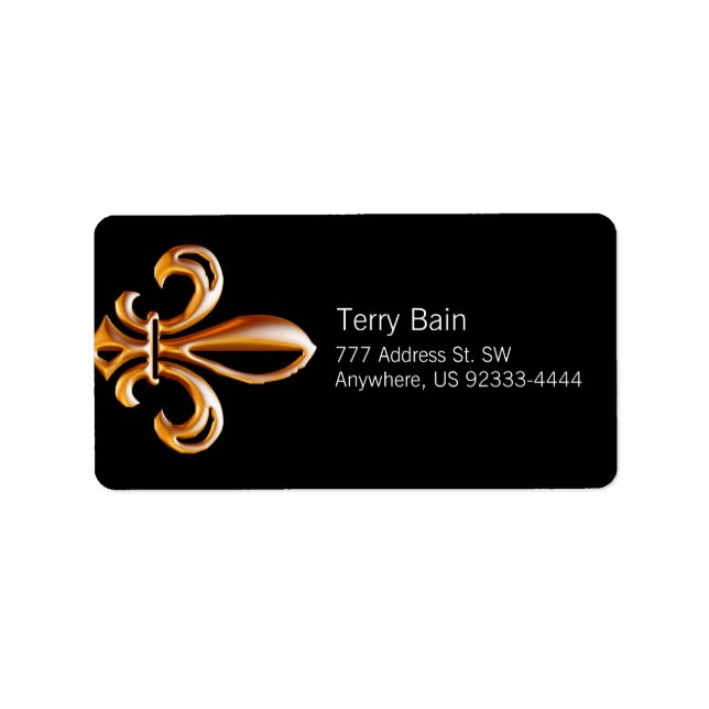 Fransk Golden Fleur de Lis Adressetikett (Framsidan)