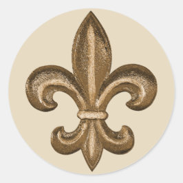 Fransk Golden Fleur De Lis Vapensköld Runt Klistermärke
