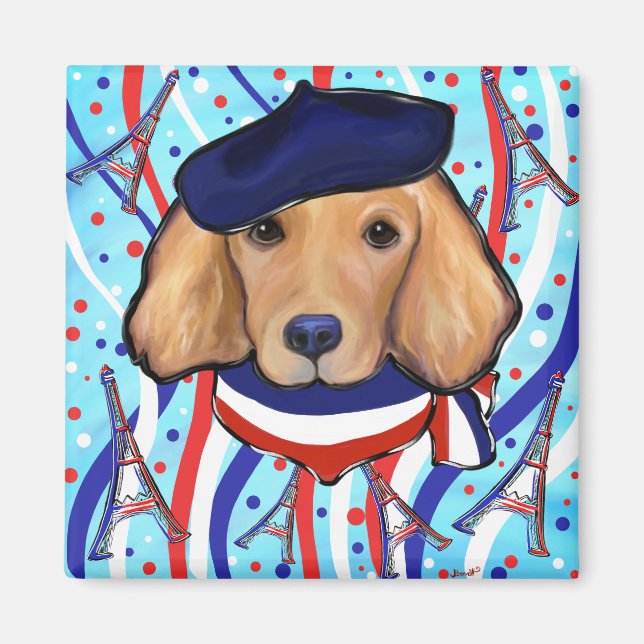 Fransk Golden Retriever Magnet (Framsidan)