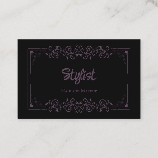 Fransk Gothic Damask Stylist Eggplant Visitkort (Framsida)