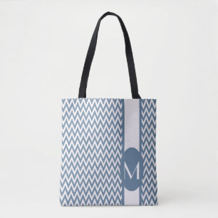 Fransk Grått Elegant Chevron Design med monogram Tygkasse