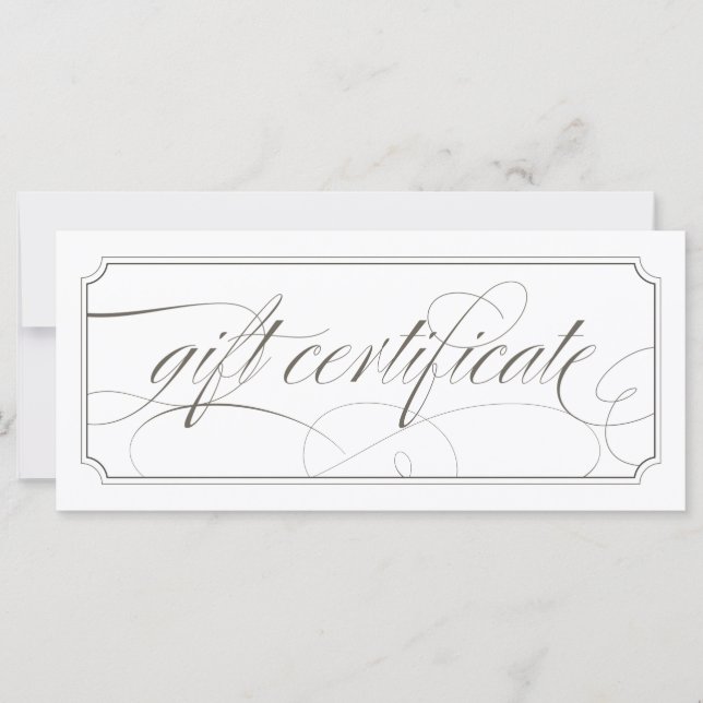 Fransk Grått Elegant Script Gift-certifikat (Framsida)