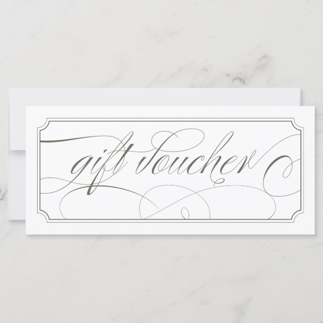 Fransk Grått Elegant Script Gift Vouchers (Framsida)