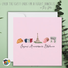 Fransk Grattis på födelsedagen Card, Joyeux Annive Kort