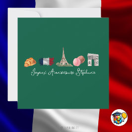 Fransk Grattis på födelsedagen Card, Joyeux Annive Kort