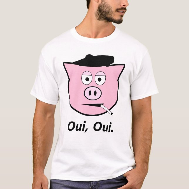 Fransk gris. Oui oui. Tee Shirt (Framsida)