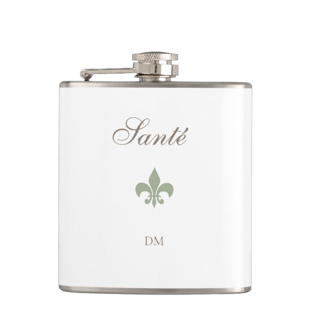 Fransk Grönt Fleur de Lis Santé Monogram Bröllop Fickplunta (Framsidan)
