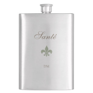 Fransk Grönt Fleur de Lis Santé Wedding Favor Fickplunta