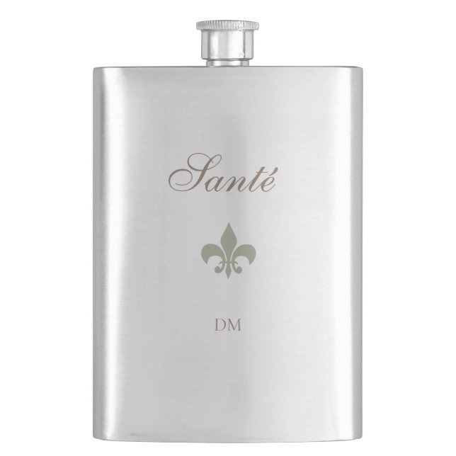 Fransk Grönt Fleur de Lis Santé Wedding Favor Fickplunta (Framsidan)