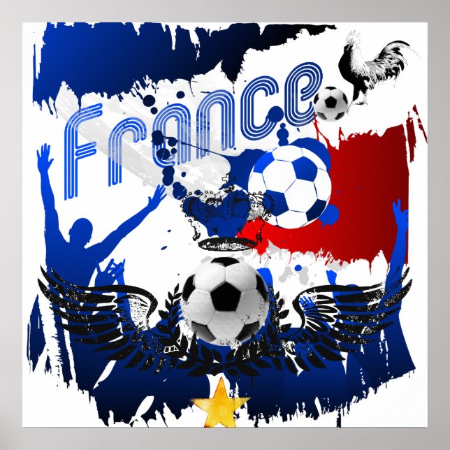 Fransk Grunge Frankrike fotbollsspelgåvor Poster (Framsidan)