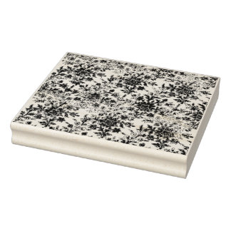 Fransk Grungy Blommigt Texturerad Mönster Rubber F Stämpel