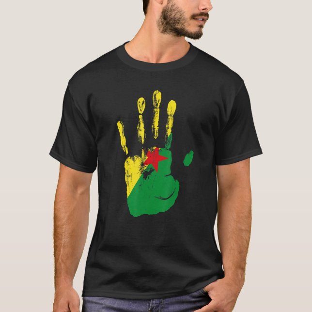 Fransk Guiana Flagga Hand Manar Women Kids T Shirt (Framsida)