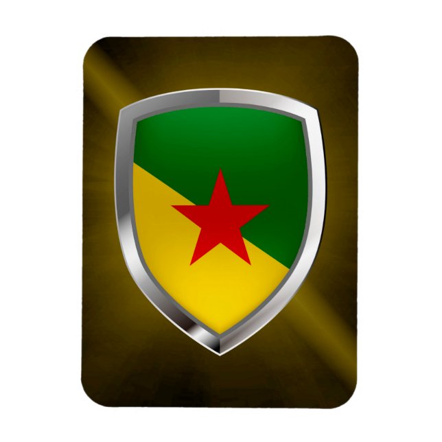 Fransk Guiana Mettalic Emblem Magnet (Vertikal)