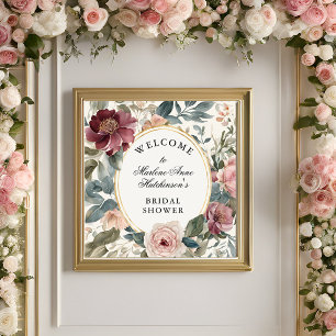 Fransk Guld Blommigt Elegant Möhippa Tea Poster