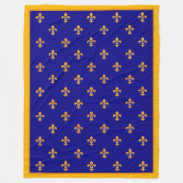 Fransk Guld Fleurs de Lis på Azur Banner Fleecefilt