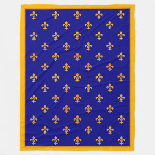 Fransk Guld Fleurs de Lis på Azur Banner Fleecefilt