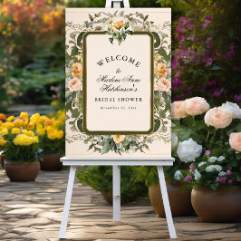 Fransk Gult Blommigt Elegant Tea Möhippa Poster