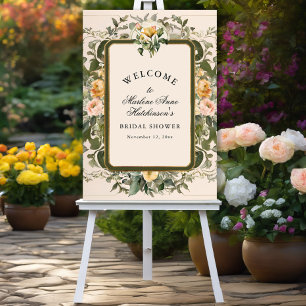 Fransk Gult Blommigt Elegant  Tea Möhippa Poster
