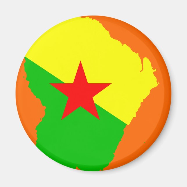 FRANSK Guyana flagga karta Magnet (Framsidan)