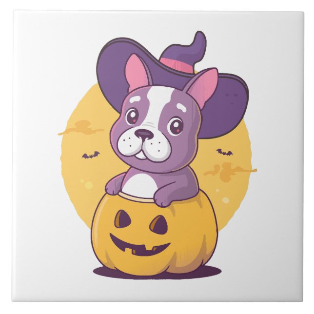 Fransk Halloween Kakelplatta (Framsidan)