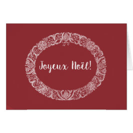 Fransk, Hälsning, julfrö Vit, djuprött Hälsningskort