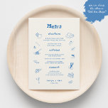 Fransk Hand plockade Vistliknande illustrationer B Meny<br><div class="desc">Ange tonen för din mottagning med den här Fransk-inspirerade bröllop-menyn,  med hand plockade-visuella illustrationer,  lekfulla skript och elegant-skript typsnitt. Perfekt för en romantiker,  kreativ firande,  den här designen omfattar entrées,  starters och desserts med stil. Helt redigerbart färg gör det enkelt att matcha ditt tema med en unik personlig.</div>