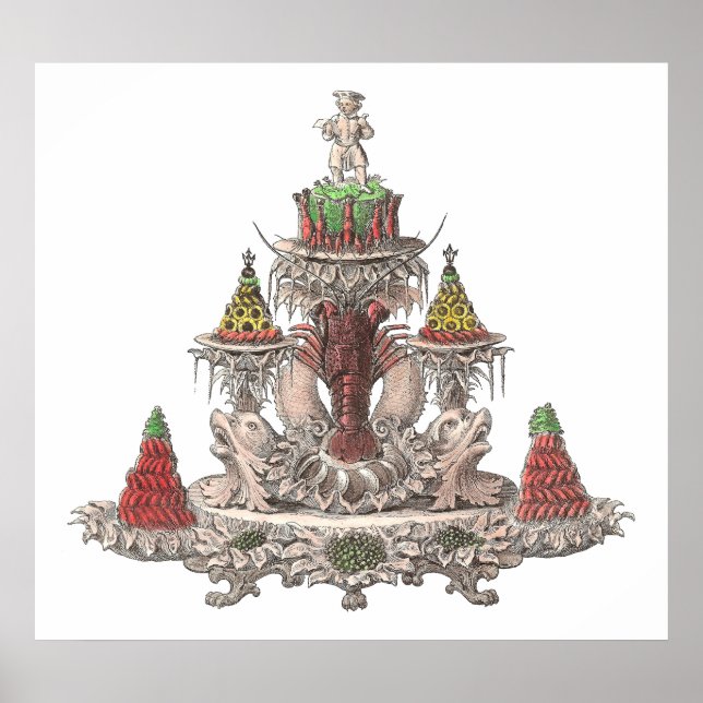 Fransk Haute-Cuisineet - Lobster, Crayfish, Vintag Poster (Framsidan)