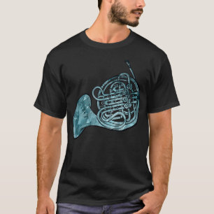 Fransk Horn Art Blue fransk horns, banklasskonstru T Shirt
