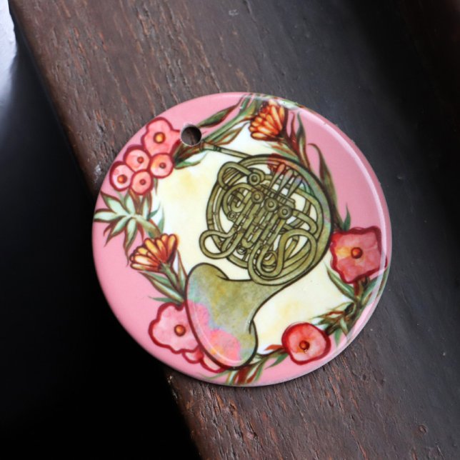 Fransk Horn Band Camp Art Horns Band-lärare Julgransprydnad Keramik (Skapare uppladdad)