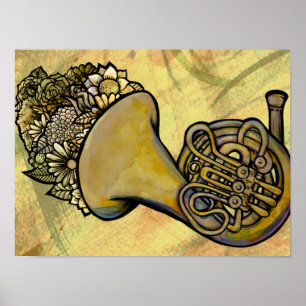 Fransk Horn Band Class Music-lärare Poster