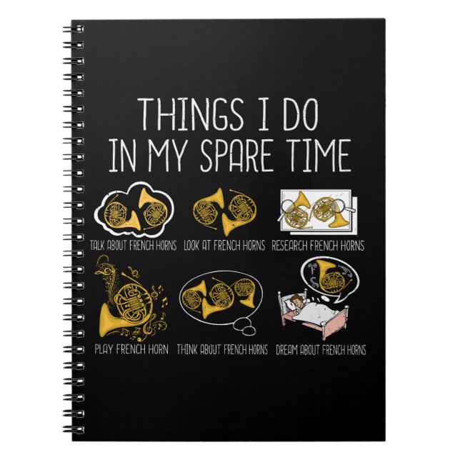 Fransk Horn Big Band Orchestra Instrument Music Anteckningsbok (Framsidan)